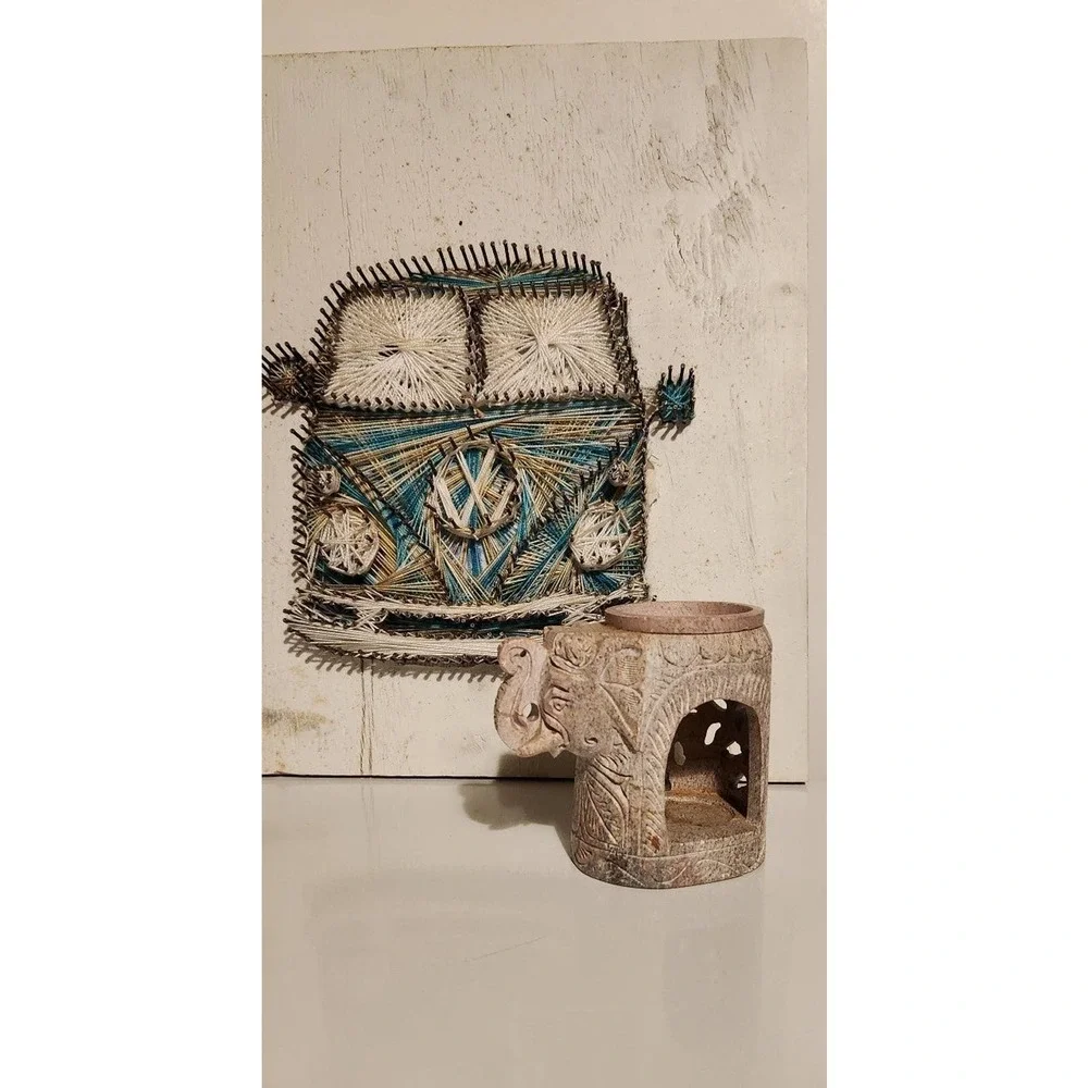 Elephant wax melt candle holder oil burner solid stone bohemian boho carved - Picture 9 of 12